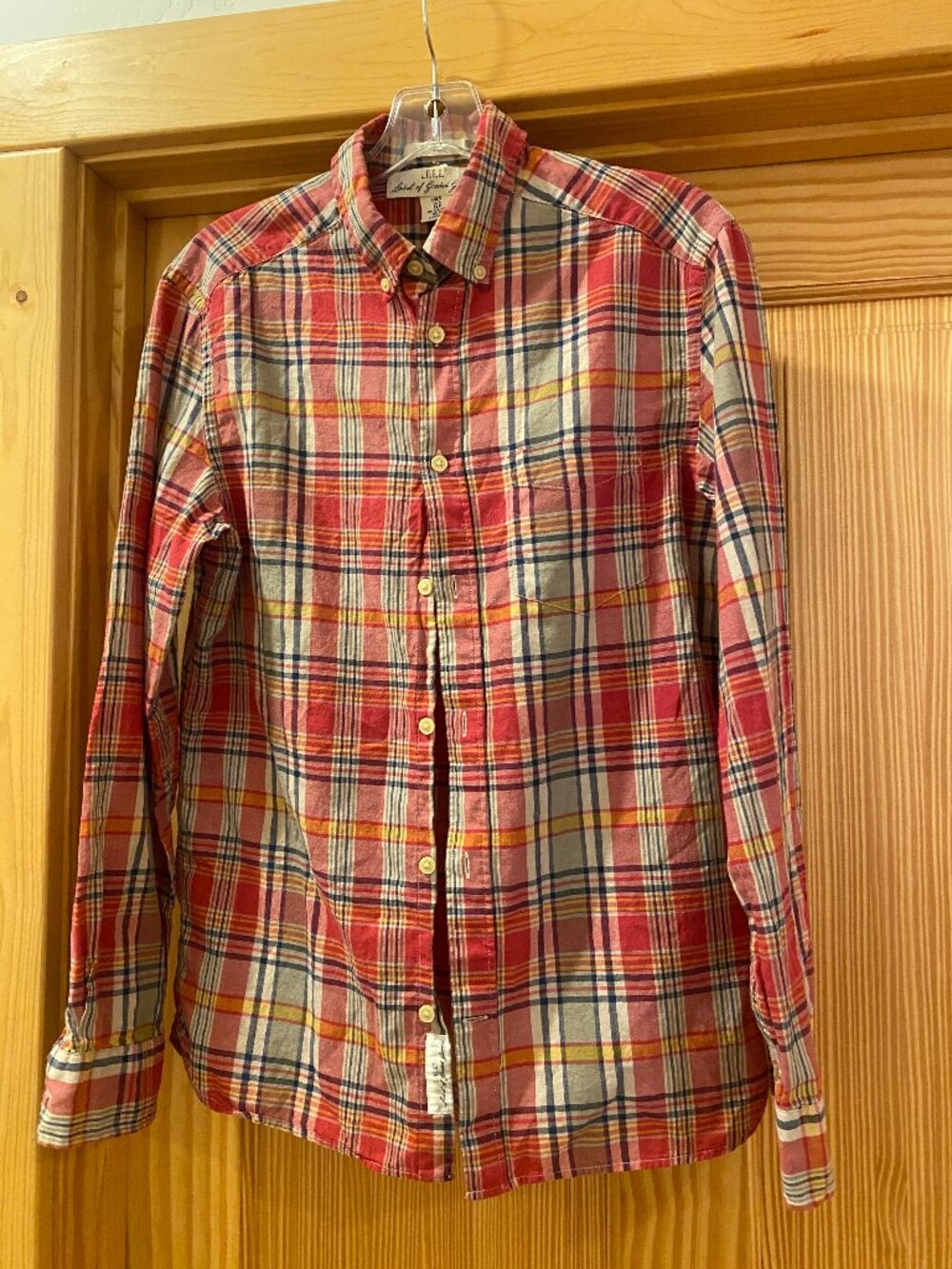 H&M Button up Plaid shirt, red/black/cream, Size Regular (small)